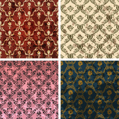 Background set of retro style wallpaper vintage and soiled with 