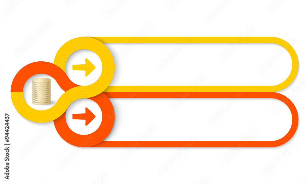 Poster two frames for your text and circular areas for icons