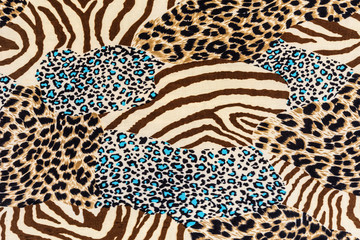 texture of print fabric striped leopard and zebra