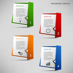 Info graphic with colored folded paper pointers template