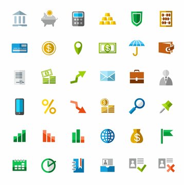 Banking, Finance, colorful icons. 