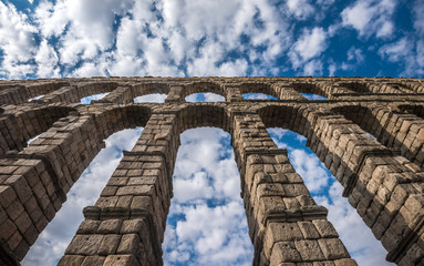 Ancient roman aqueduct in Segovia, Castilla y Leon, Spain