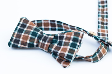 Plaid man's bow tie isolated.