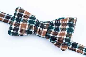 Plaid man's bow tie isolated.