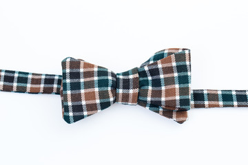 Plaid man's bow tie isolated.