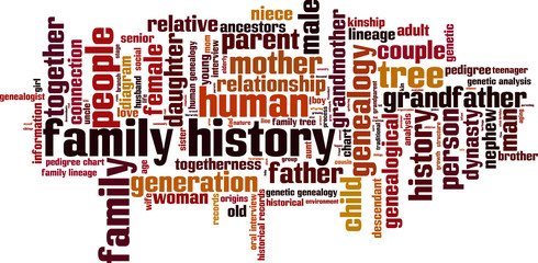 Family history word cloud concept. Vector illustration