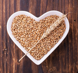 Wheat on sacking background