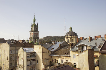 Houses and churches in the city center