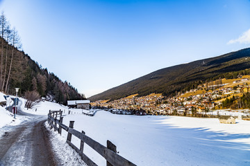 Snowy alpine village