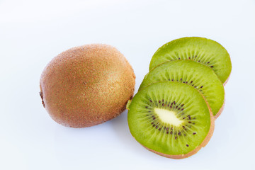 Fototapeta premium kiwi fruit slice on white background
