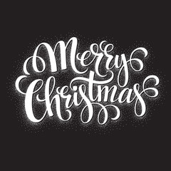 Black and White Christmas Card. Merry Christmas lettering