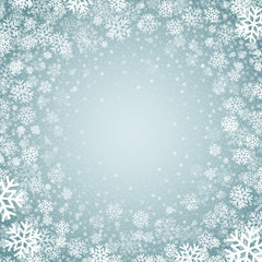 Blue background with snowflakes. Vector illustration