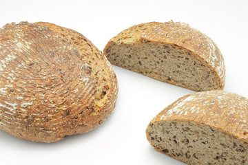 Ecological wheat and rye bread isolated on white