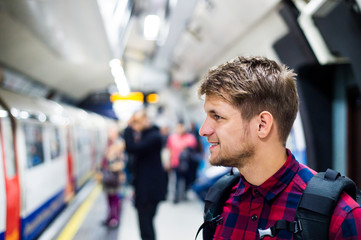 Young man in subway