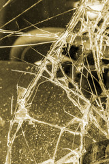 
Broken windscreen at car in traffic accident