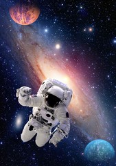 Fototapeta na wymiar Astronaut spaceman outer space people galaxy planet solar system universe. Elements of this image furnished by NASA.