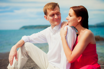 beautiful couple on a island, honeymoon
