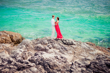 beautiful couple on a island, honeymoon