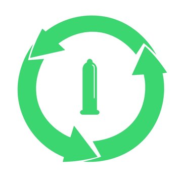 Préservatif dans un symbole recyclage