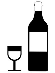 GLASS AND WINE BOTTLE VINTAGE POSTER