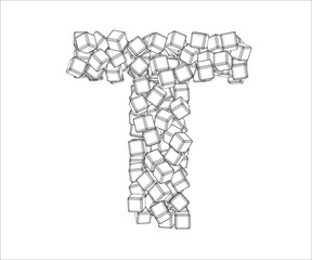 Letter T from vector contours. The letter T consists of a vector of cubes.