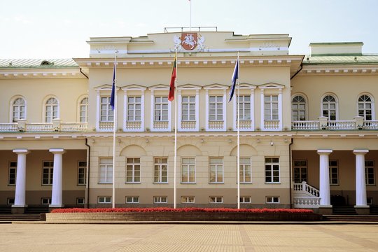 Exterior of the Presidential palace in Vilnius city