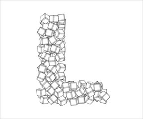 Letter L from vector contours. The letter L consists of a vector of cubes.