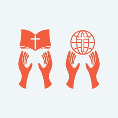 Hands holding bible, hand holding world, Christianity, worship, Bible, globe, world, missions