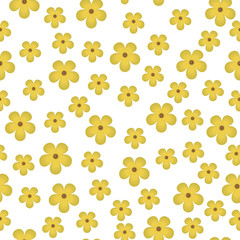 Floral seamless texture of flowers of different size olive green