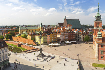 Warsaw Castle Square in the old town, the view from the top.