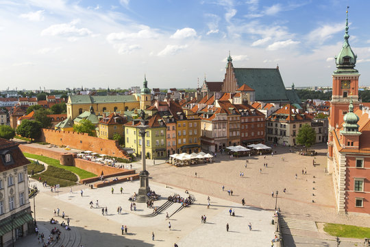 Fototapeta Warsaw Castle Square in the old town, the view from the top.