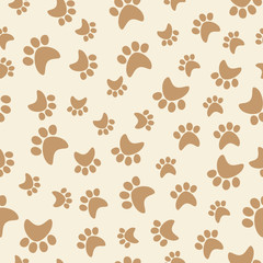 Vector seamless texture of the paw tracks of different sizes
