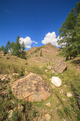 Mountain landscape. Sayan mountains.