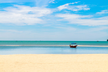 Blue-sky on the beach with sand