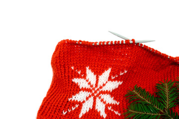 Close-up christmas knitting decoration