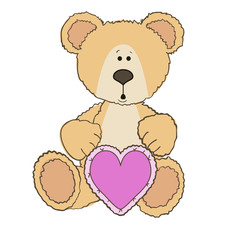Teddy Bear is sitting with heart