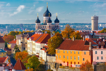 Aerial view old town, Tallinn, Estonia - obrazy, fototapety, plakaty