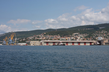 Fototapeta premium Harbor in Trieste, Italy on summer day