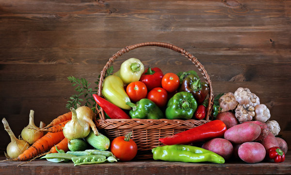 Vegetables in a basket.