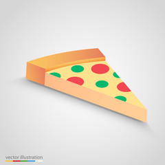 Salami pizza slice. Simple and clean vector clip art