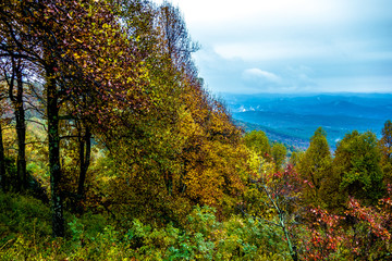 driving through  blue ridge mountains national park