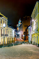 Fototapeta premium Late In The Night In Quito Ecuador Historic Center