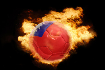 football ball with the flag of taiwan on fire