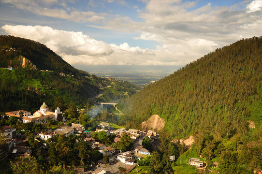 Explore the charming Guapulo neighborhood in northeast Quito with its stunning views,captured beautifully in the late afternoon light.