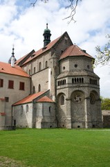Fototapeta na wymiar The Romanesque basilica Saint Procopius in Trebic, Moravia, Czech republic.