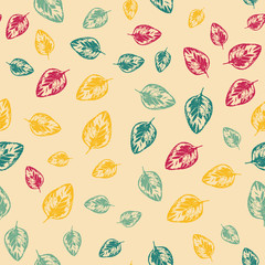 Abstract pattern with leaves on light background