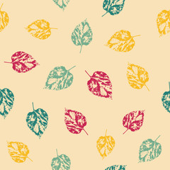 Pattern with leaves on bright background