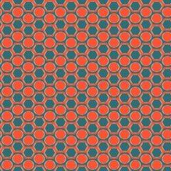 Pattern with strips of circles in hexagons