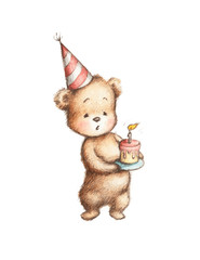 Teddy Bear with Birthday Cake