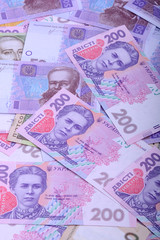 european money, ukrainian hryvnia close up
